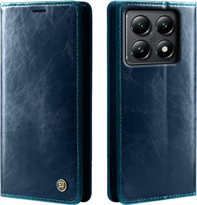 Produktbild von Handyhülle für Xiaomi 14T Pro Kunstleder Flip Vintage Cover Hülle RFID Schutz Case Kartenfach Farbe: Blau