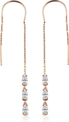 Produktbild von Dkeniz Ohrhänger 925/- Sterling Silber 8cm rot Zirkonia weiß 145230067