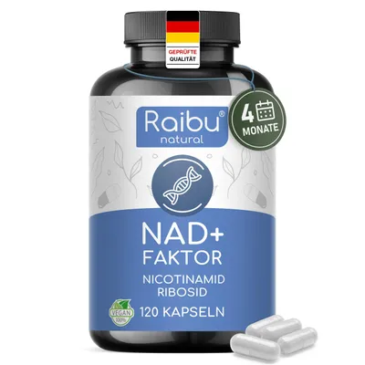 Produktbild von NAD+ Kapseln 300 mg Nicotinamid Ribosid NR Vitamin B3 - RAIBU