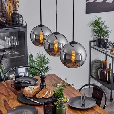 Produktbild von Cesaro »Cesaro« Hängelampe aus Metall/Glas in Schwarz/Chromfarben