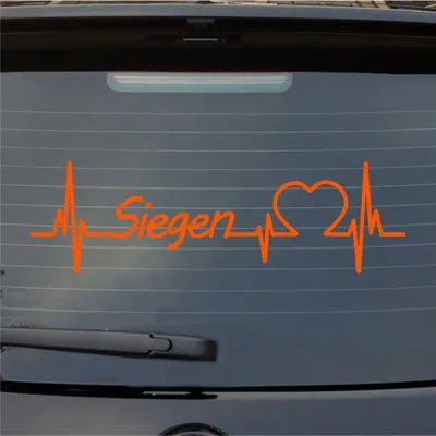 Produktbild von Heckscheibenaufkleber Siegen Herzschlag Puls Stadt Liebe 55x17 cm Orange Auto Aufkleber Sticker
