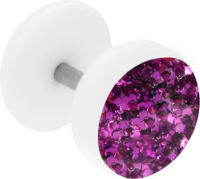Produktbild von Fake Plug Ohrstecker weiß Glitterline Farbe - Dunkellila