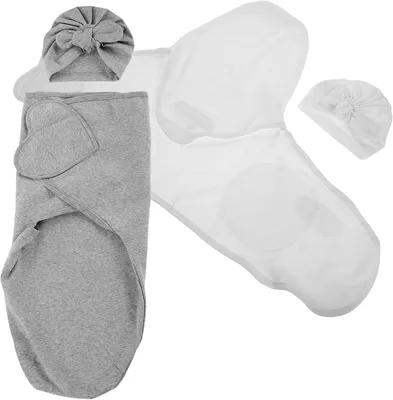 Produktbild von 2 Stück Babyschlafsack und Mütze aus Baumwolle Bequemes Pucktuch für Neugeborene Einfache Handhabung und Neutraler Look für Foto Shootings und Tägliche Babypflege