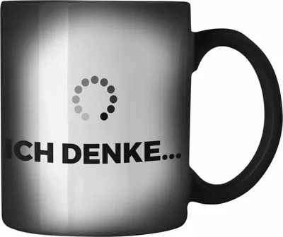 Produktbild von Trendation - Lustige Farbwechsel Zauber-Tasse mit Spruch Ich Denke Karabiner Farbwechsel Zauber-Tasse Edelstahl mit Spürchen Büro Arbeit Kollege Geschenk (Schwarz)