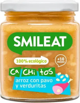 Zdjęcie produktu dla Obiadek słoiczek z ryżem i indykiem z warzywami od 10 miesiąca 230g Smileat