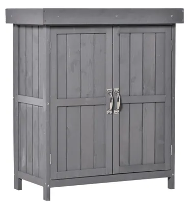 Image de Armoire - Armoire de rangement - Armoire de jardin - Armoire en bois - Armoire avec porte intérieure - Double porte - Bois résistant aux intempéries