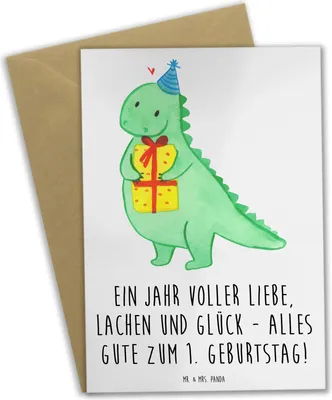 Produktbild von Mr. & Mrs. Panda Grußkarte 1. Geburtstag Liebe Lachen Glück - Weiß - Geschenk, babykarte, Glückwunsch, osterkarte, alles Gute zum, einladungskarten, weihnachtskarten