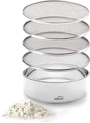 Image de Lacor - 68340 - passoire interchangeable, passoire de cuisine, 4 mailles interchangeables, farine à tamiser, sucre, cacao, acier inoxydable, 20 cm de diamètre