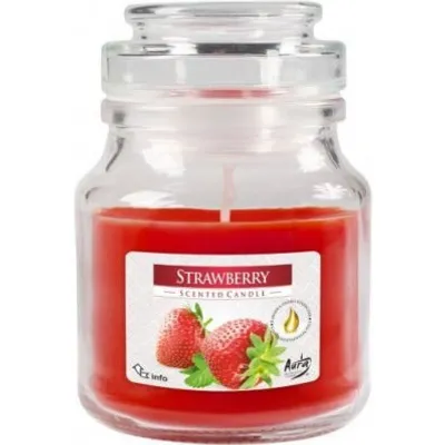 Image de Bougie parfumée en pot avec couvercle Fraise Parfumée Durée de combustion env. 28 h