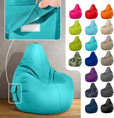 Produktbild von Green Bean® Sitzsack mit Rückenlehne "Cozy" 80x70x90cm - Gaming Chair mit 230L EPS Perlen Füllung - Aquamarin