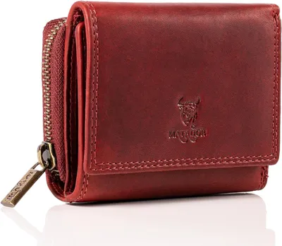 Produktbild von Damen Portemonnaie Klein aus Leder, Mini Geldbörse mit RFID Schutz, 9 Kartenfächer, Münzfach & Geldscheinfach, Luxus Brieftasche mit Geschenkbox
