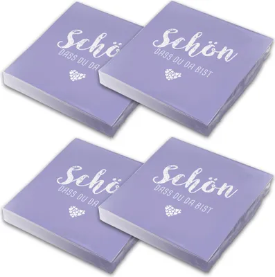 Produktbild von itenga 80x Serviette Schön dass du da bist - LILA / FLIEDER -