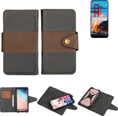 Produktbild von K-S-Trade Handyhülle Schutzhülle Hülle Bookstyle Wallet-Case kompatibel mit ZTE Blade V2020 Bumper Rundumschutz schwarz-braun 1x