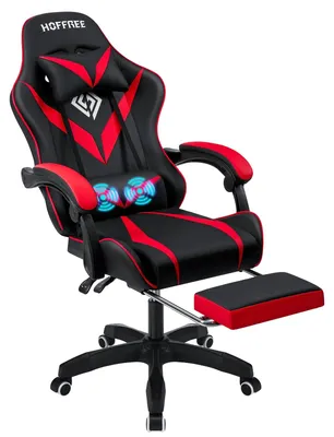 Obrázek produktu pro Herní židle, ergonomický design, funkce masáže bederní páteře, červená a černá