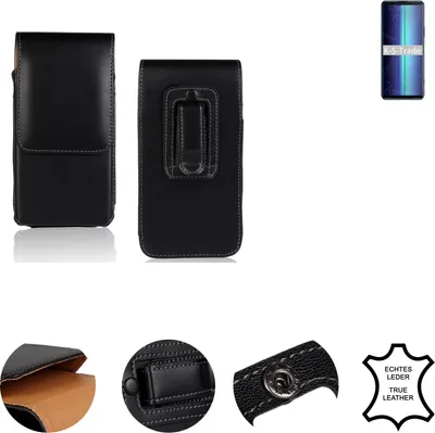 Produktbild von K-S-Trade Holster Gürteltasche Handy Hülle Schutzhülle kompatibel mit Sony Xperia 8 Lite Handyhülle Leder schwarz, 1x