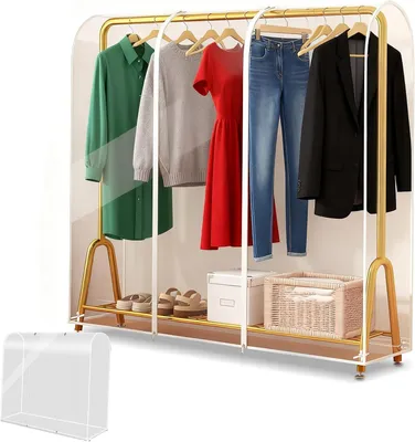 Obrázok produktu pre Obal na odevy 150 x 50 x 150 cm, PEVA, priehľadný, so zipsom, pre stojan na šaty