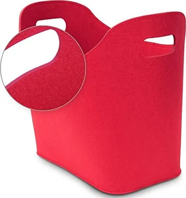 Produktbild von Kamino Trend Filzkorb für Kaminholz, Kaminholzkorb, ovale Form, mit zwei Griffen, rot, ca. 50 x 30 x 40 cm