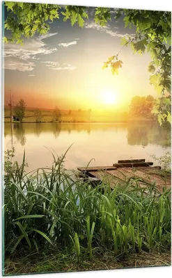 Produktbild von Bilder auf glas - Einteilig - Brücke See - 70x100cm - Glasbilder - Wandbilder - Bilder - Kunstdruck - zum Aufhängen bereit - Wanddekoration aus Glas - Glas Bilder - Wandbild auf Glas - GPA70x100-3914