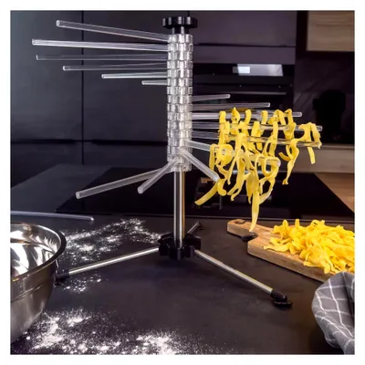 Produktbild von Nudeltrockner 40 cm mit 14 Sprossen - silber - zusammenklappbarer Nudelständer für die Trocknung von Pasta - Pastatrockner für frische Nudeln