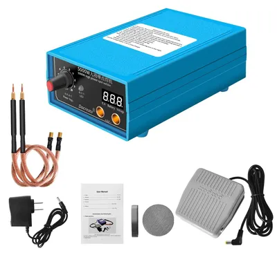 Produktbild von Punktschweißgerät - Handgerät 5000W 1200A - Tragbar - Einstellbare Leistung - Für 18650 Akku 0,15 mm Nickelstreifen - Blau