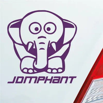 Produktbild von Auto Aufkleber JDMPHANT Elefant Style Tuning 10x10,5 cm Lila Sticker Heckscheibenaufkleber