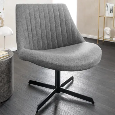 Produktbild von riess-ambiente Moderner Sessel LOUNGER grau schwarz Strukturstoff drehbar Lesesessel