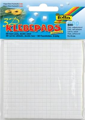 Image de Folia 23055 Tampons adhésifs pour effets 3D Stickers double face & autocollants blancs 5x5mm 800 pièces(S)
