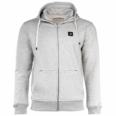 Produktbild von SCOTCH&SODA Herren Sweatjacke - Regular Fit Essential Bage Quarter Zip Jacke mit Kapuze, Baumwolle, Logo Grau L