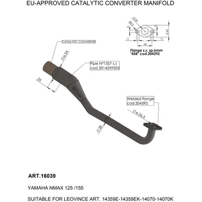 Immagine prodotto di Tubo di collegamento LeoVince Tubo di scarico SBK con convertitore catalitico, con omologazione