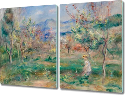 Produktbild von Coloray Schneidebrett Herdabdeckplatte 2x40x52 cm Kochplattenabdeckung Hackbrett Küchenbrett - Wald Berglandschaft