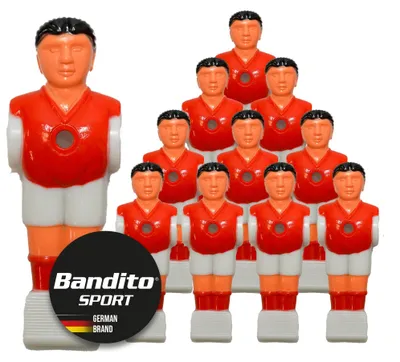 Produktbild von Kickerfigur Profi, 2-farbige Soccer-Figur universell passend für alle Tischkicker-Stangen mit Ø 16 mm, gerillte griffige Fußfläche, robust, Team Set mit 11 St. in rot