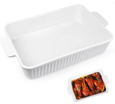 Image de SolidKeus - Plat rectangulaire en céramique, capacité de 4,5 litres, avec poignées