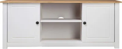 Produktbild von vidaXL Szafka pod TV biała 120x40x50 cm lite drewno sosna panamska