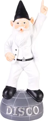 Immagine prodotto di BRUBAKER Gnomo da giardino Disco Boy - Gnomo ballerino su semisfera - figura da giardino divertente - decorazione resistente alle intemperie per il giardino e il campeggio - decorazione da giardino per esterni - alto 25 cm