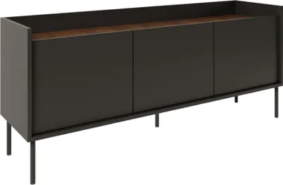 Image de Selsey Tovi - Meuble TV 3 portes, 140 cm, noir / noyer