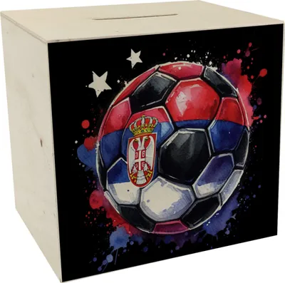 Produktbild von Fußball Serbien Flagge Spardose aus Holz