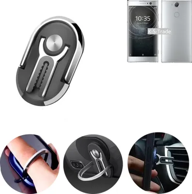 Produktbild von K-S-Trade 3in1 Smartphone-Ring Handy-Ring kompatibel mit Sony Xperia XA2 Dual-SIM Fingerhalterung Handyring Tischständer Lüftungsgitter-Halterung