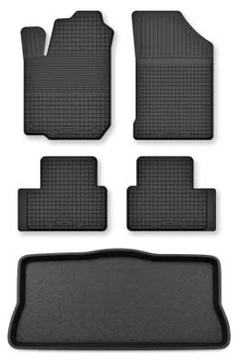 Produktbild von Gummimatten + Kofferraumwanne für Toyota Aygo I 2005-2014 (Standard-Kofferraum) – Schwarz, Semi-Universal, angepasst – Wielganizator Semi-Universal