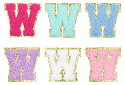 Chenille-Buchstaben-Patches, 5,5 cm, 6 Stück, mehrfarbig, selbstklebend