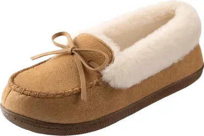 Produktbild von RockDove Damen Winter Hausschuhe Slipper Mokassins mit Fellfutter Braun 40 EU