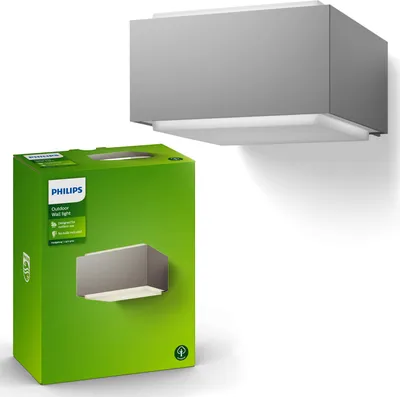 Obrázek produktu pro Philips myGarden Nástěnné svítidlo Hedgehog, 42 W E27, bez žárovky, Venkovní světlo na zeď, Šedá, Hliník, Umělé hmoty, IP44, Zahrada, Terasa, II