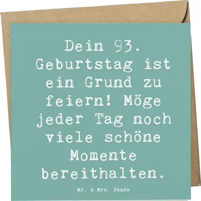 Produktbild von Mr. & Mrs. Panda faltkarte Spruch 93. Geburtstag Freude - Meeresbrise - Geschenk, Alter, anlasskarte, Weisheit, besondere Anlässe, Grußkarte, Glückwunschkarte, Jubiläum