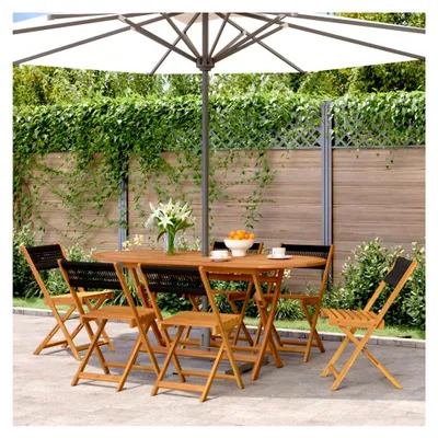 Produktbild von Gartenstühle 6 Stück klappbar Schwarz Akazienholz