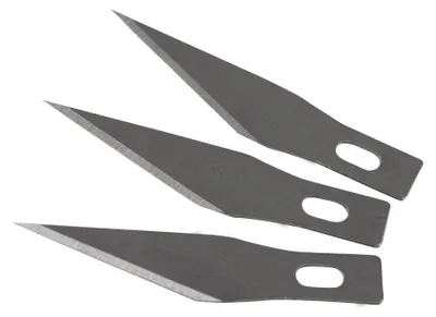 3 Ersatzklingen für Präzisionsmesser, Edelstahl, gebogen