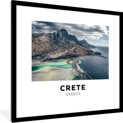 Produktbild von MuchoWow® Gerahmtes Poster Kreta - Griechenland - Berge 40x40 cm - Poster mit Schwarzem Bilderrahmen Wandposter Rahmen Foto Bilder - Poster - Plakat im Rahmen