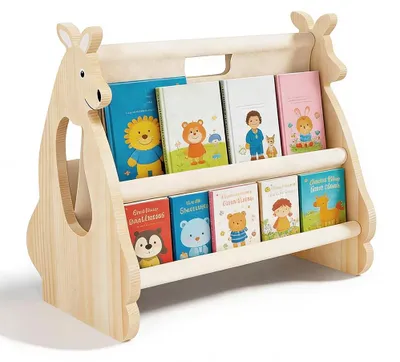 Kinderboekenrek, Hout, Kangoeroe-Design, 37x42x25 cm, Tragbar