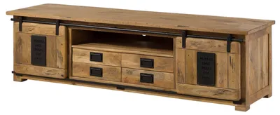 Immagine prodotto di MASSIVMOEBEL24 | mobile TV in legno di Mango 200x55x55 mango naturale laccato RAILWAY #314