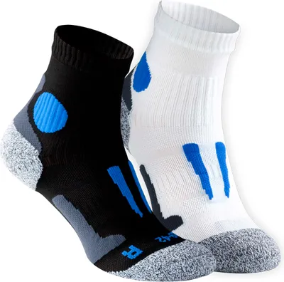 Produktbild von Uni Quarter Lauf- & Funktionssocken, 2 Paar  - Schwarz-Blau / Weiß-Blau - 35 - 38