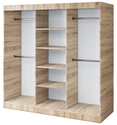 Zdjęcie produktu dla Otwarta Szafa– 200 x 200 cm – Dąb Sonoma– Szafa otwarta TROY – z 4 półkami i 4 drążkami