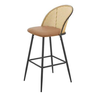 Image de In And OutdoorMatch Tabouret de bar élégant Vinno - Lot de 2 - 102 x 44 x 63 cm - Marron et noir - Assise en similicuir - Assise rembourrée - Dossier